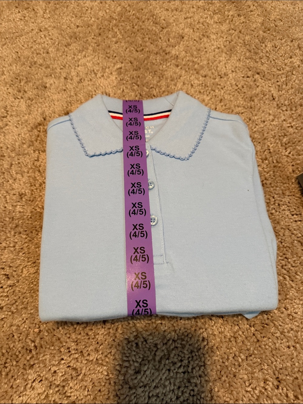 French Toast Light Blue Girls Polo Top with Trim Detail